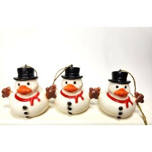 Rubber Duck Snowman Christmas Ornaments Set of 3 Holiday Decor